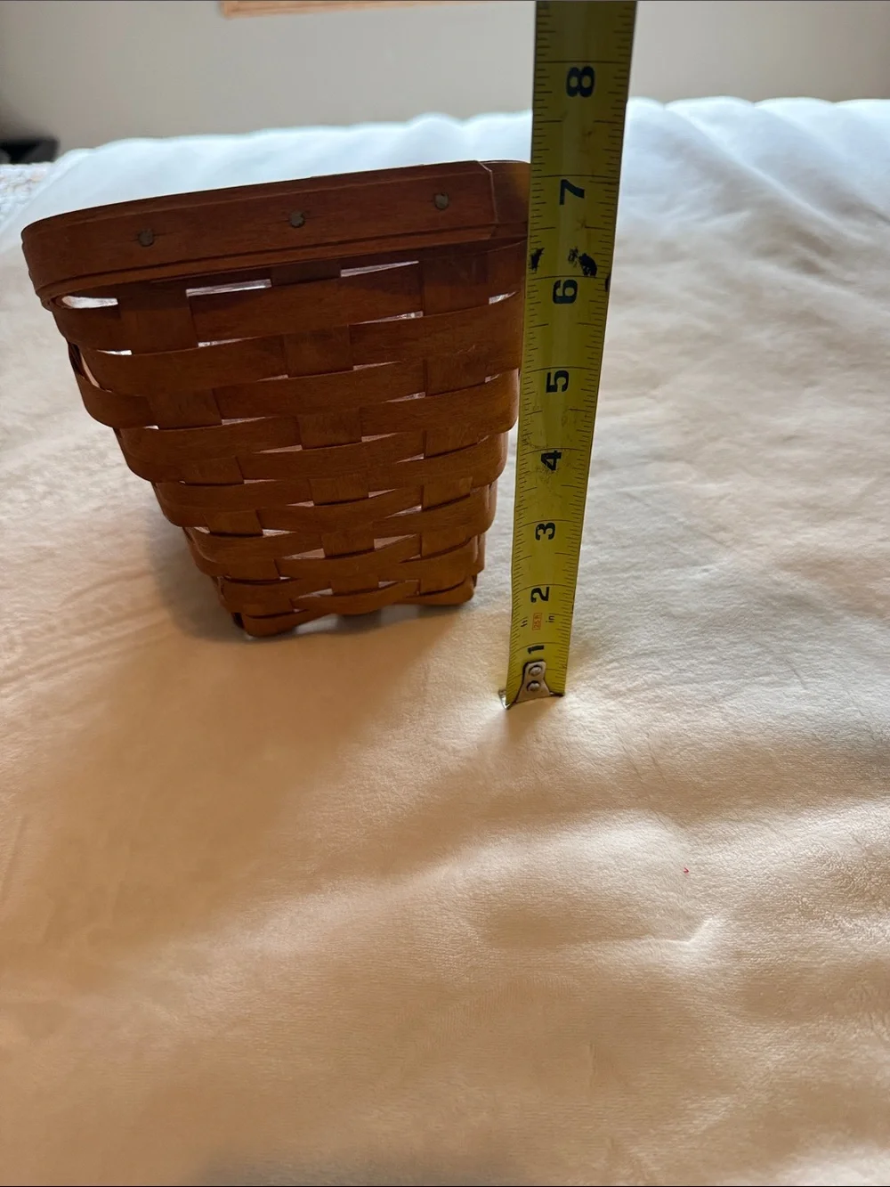 Longaberger Brown Woven Slanted Basket with Liner. Vegetable basket